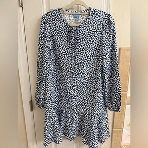 Draper James Navy and White Long Sleeve Dress